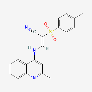 (E)-2-(4-methylphenyl)sulfonyl-3-[(2-methylquinolin-4-yl)amino]prop-2-enenitrile