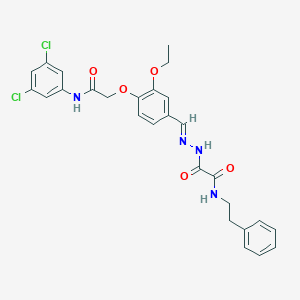 molecular formula C27H26Cl2N4O5 B297515 2-(2-{4-[2-(3,5-dichloroanilino)-2-oxoethoxy]-3-ethoxybenzylidene}hydrazino)-2-oxo-N-(2-phenylethyl)acetamide 