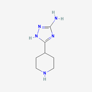 molecular formula C7H13N5 B2975152 3-(piperidin-4-yl)-1H-1,2,4-triazol-5-amine CAS No. 1250823-11-0
