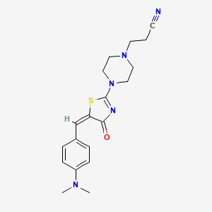 (E)-3-(4-(5-(4-(dimethylamino)benzylidene)-4-oxo-4,5-dihydrothiazol-2-yl)piperazin-1-yl)propanenitrile