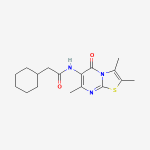 molecular formula C17H23N3O2S B2975157 2-cyclohexyl-N-(2,3,7-trimethyl-5-oxo-5H-thiazolo[3,2-a]pyrimidin-6-yl)acetamide CAS No. 1021116-34-6