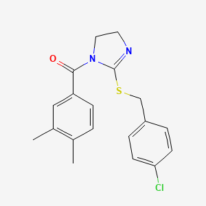 (2-((4-chlorobenzyl)thio)-4,5-dihydro-1H-imidazol-1-yl)(3,4-dimethylphenyl)methanone