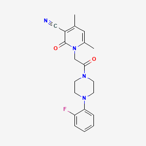 molecular formula C20H21FN4O2 B2975173 1-(2-(4-(2-Fluorophenyl)piperazin-1-yl)-2-oxoethyl)-4,6-dimethyl-2-oxo-1,2-dihydropyridine-3-carbonitrile CAS No. 932475-17-7