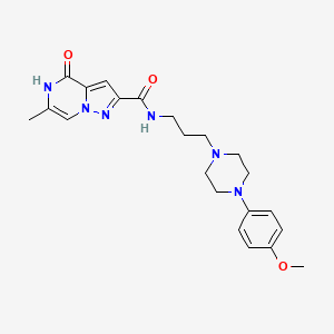 molecular formula C22H28N6O3 B2975178 N-(3-(4-(4-methoxyphenyl)piperazin-1-yl)propyl)-6-methyl-4-oxo-4,5-dihydropyrazolo[1,5-a]pyrazine-2-carboxamide CAS No. 1795298-88-2