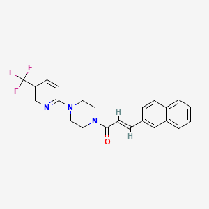 molecular formula C23H20F3N3O B2975190 (E)-3-naphthalen-2-yl-1-[4-[5-(trifluoromethyl)pyridin-2-yl]piperazin-1-yl]prop-2-en-1-one CAS No. 1025257-57-1