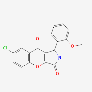 molecular formula C19H14ClNO4 B2975192 7-氯-1-(2-甲氧基苯基)-2-甲基-1,2-二氢色烯并[2,3-c]吡咯-3,9-二酮 CAS No. 862208-14-8