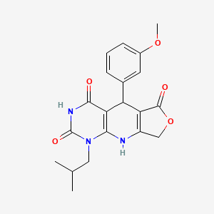 molecular formula C20H21N3O5 B2975197 8-(3-Methoxyphenyl)-13-(2-methylpropyl)-5-oxa-2,11,13-triazatricyclo[7.4.0.0^{3,7}]trideca-1(9),3(7)-diene-6,10,12-trione CAS No. 872103-31-6