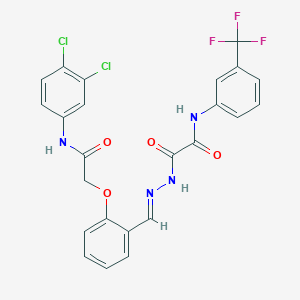 molecular formula C24H17Cl2F3N4O4 B297520 2-(2-{2-[2-(3,4-dichloroanilino)-2-oxoethoxy]benzylidene}hydrazino)-2-oxo-N-[3-(trifluoromethyl)phenyl]acetamide 