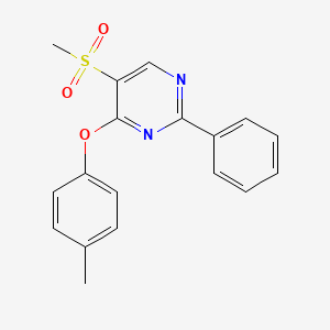 molecular formula C18H16N2O3S B2975204 4-(4-Methylphenoxy)-5-(methylsulfonyl)-2-phenylpyrimidine CAS No. 339106-27-3