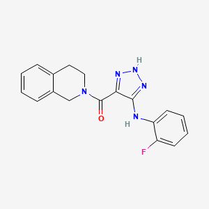 molecular formula C18H16FN5O B2975208 3,4-dihydroisoquinolin-2(1H)-yl{5-[(2-fluorophenyl)amino]-1H-1,2,3-triazol-4-yl}methanone CAS No. 1291842-92-6