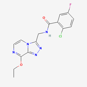 molecular formula C15H13ClFN5O2 B2975211 2-chloro-N-((8-ethoxy-[1,2,4]triazolo[4,3-a]pyrazin-3-yl)methyl)-5-fluorobenzamide CAS No. 2034598-84-8