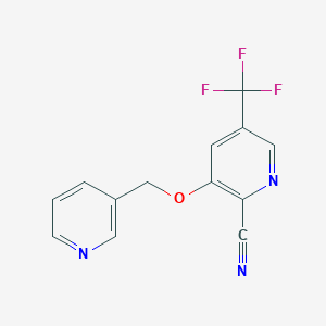 molecular formula C13H8F3N3O B2975214 3-(3-吡啶基甲氧基)-5-(三氟甲基)-2-吡啶甲腈 CAS No. 338791-64-3