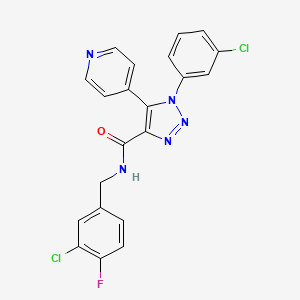 molecular formula C21H14Cl2FN5O B2975217 N-(3-氯-4-氟苄基)-1-(3-氯苯基)-5-吡啶-4-基-1H-1,2,3-三唑-4-甲酰胺 CAS No. 1251689-36-7
