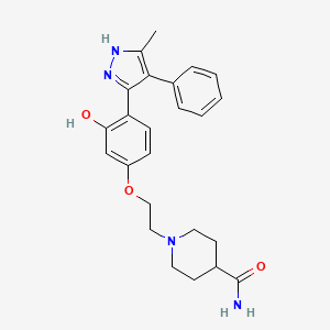 1-(2-(3-hydroxy-4-(5-methyl-4-phenyl-1H-pyrazol-3-yl)phenoxy)ethyl)piperidine-4-carboxamide