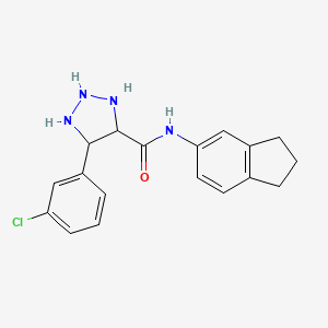 molecular formula C18H15ClN4O B2975221 5-(3-chlorophenyl)-N-(2,3-dihydro-1H-inden-5-yl)triazolidine-4-carboxamide CAS No. 2097888-01-0