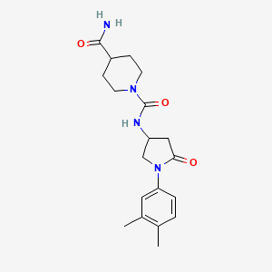 N1-(1-(3,4-dimethylphenyl)-5-oxopyrrolidin-3-yl)piperidine-1,4-dicarboxamide
