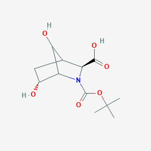 molecular formula C12H19NO6 B2975226 Racemic-(1S,3S,4S,6R,7S)-2-(Tert-Butoxycarbonyl)-6,7-Dihydroxy-2-Azabicyclo[2.2.1]Heptane-3-Carboxylic Acid CAS No. 1171024-33-1