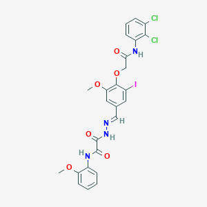 molecular formula C25H21Cl2IN4O6 B297524 2-(2-{4-[2-(2,3-dichloroanilino)-2-oxoethoxy]-3-iodo-5-methoxybenzylidene}hydrazino)-N-(2-methoxyphenyl)-2-oxoacetamide 
