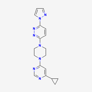 molecular formula C18H20N8 B2975244 3-[4-(6-Cyclopropylpyrimidin-4-yl)piperazin-1-yl]-6-pyrazol-1-ylpyridazine CAS No. 2415522-66-4
