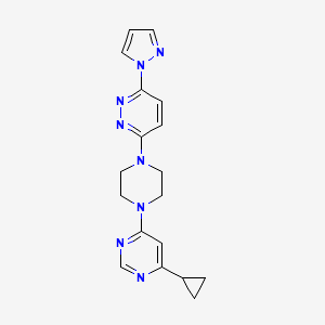 molecular formula C18H20N8 B2975244 3-[4-(6-cyclopropylpyrimidin-4-yl)piperazin-1-yl]-6-(1H-pyrazol-1-yl)pyridazine CAS No. 2415522-66-4