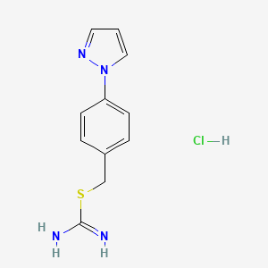 ({[4-(1H-pyrazol-1-yl)phenyl]methyl}sulfanyl)methanimidamide hydrochloride