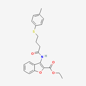 Ethyl 3-(4-(p-tolylthio)butanamido)benzofuran-2-carboxylate