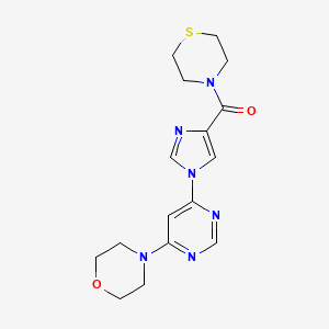 molecular formula C16H20N6O2S B2975274 (1-(6-morpholinopyrimidin-4-yl)-1H-imidazol-4-yl)(thiomorpholino)methanone CAS No. 1251679-19-2