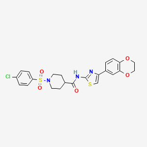 1-((4-chlorophenyl)sulfonyl)-N-(4-(2,3-dihydrobenzo[b][1,4]dioxin-6-yl)thiazol-2-yl)piperidine-4-carboxamide