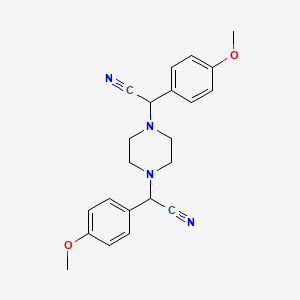 molecular formula C22H24N4O2 B2975291 2-[4-[Cyano-(4-methoxyphenyl)methyl]piperazin-1-yl]-2-(4-methoxyphenyl)acetonitrile CAS No. 325473-60-7