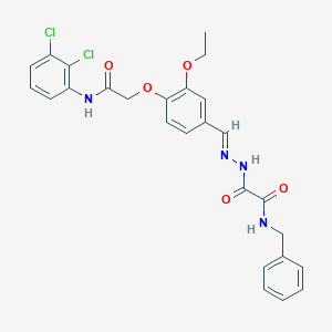 molecular formula C26H24Cl2N4O5 B297530 N-benzyl-2-(2-{4-[2-(2,3-dichloroanilino)-2-oxoethoxy]-3-ethoxybenzylidene}hydrazino)-2-oxoacetamide 