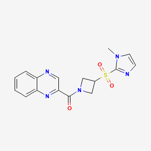 molecular formula C16H15N5O3S B2975304 (3-((1-methyl-1H-imidazol-2-yl)sulfonyl)azetidin-1-yl)(quinoxalin-2-yl)methanone CAS No. 2034260-98-3