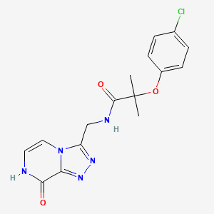 molecular formula C16H16ClN5O3 B2975310 2-(4-chlorophenoxy)-N-((8-hydroxy-[1,2,4]triazolo[4,3-a]pyrazin-3-yl)methyl)-2-methylpropanamide CAS No. 2034324-63-3