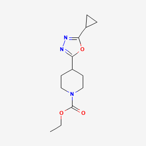 molecular formula C13H19N3O3 B2975316 Ethyl 4-(5-cyclopropyl-1,3,4-oxadiazol-2-yl)piperidine-1-carboxylate CAS No. 1210449-40-3