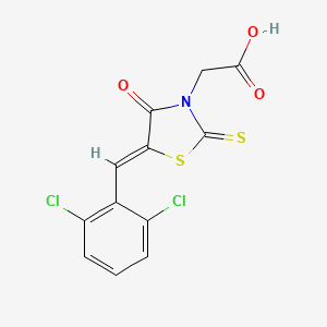 molecular formula C12H7Cl2NO3S2 B2975321 [(5Z)-5-(2,6-二氯苄叉)-4-氧代-2-硫代-1,3-噻唑烷-3-基]乙酸 CAS No. 292842-64-9