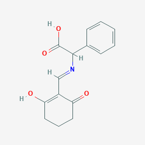 molecular formula C15H15NO4 B2975329 2-{[(2,6-Dioxocyclohexyliden)methyl]amino}-2-phenylacetic acid CAS No. 521937-35-9