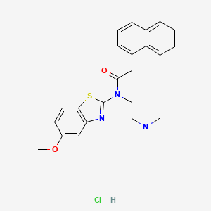 molecular formula C24H26ClN3O2S B2975339 盐酸 N-(2-(二甲氨基)乙基)-N-(5-甲氧基苯并[d]噻唑-2-基)-2-(萘-1-基)乙酰胺 CAS No. 1215377-85-7