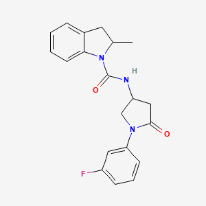 N-(1-(3-fluorophenyl)-5-oxopyrrolidin-3-yl)-2-methylindoline-1-carboxamide