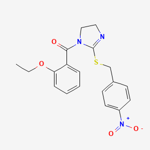 molecular formula C19H19N3O4S B2975365 (2-乙氧基苯基)-[2-[(4-硝基苯基)甲硫基]-4,5-二氢咪唑-1-基]甲苯酮 CAS No. 851802-20-5