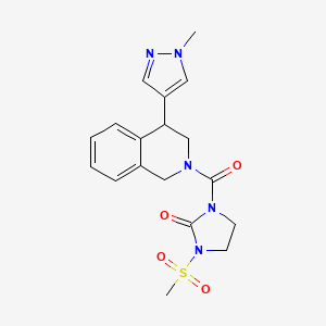 molecular formula C18H21N5O4S B2975368 1-(4-(1-methyl-1H-pyrazol-4-yl)-1,2,3,4-tetrahydroisoquinoline-2-carbonyl)-3-(methylsulfonyl)imidazolidin-2-one CAS No. 2034534-72-8