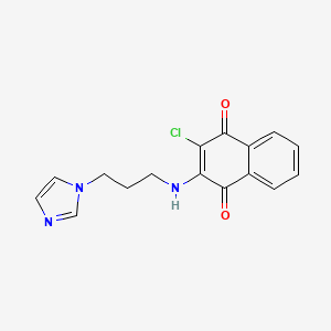 molecular formula C16H14ClN3O2 B2975380 2-chloro-3-{[3-(1H-imidazol-1-yl)propyl]amino}naphthoquinone CAS No. 255731-20-5
