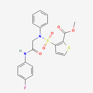 molecular formula C20H17FN2O5S2 B2975392 Methyl 3-[{2-[(4-fluorophenyl)amino]-2-oxoethyl}(phenyl)sulfamoyl]thiophene-2-carboxylate CAS No. 895264-70-7
