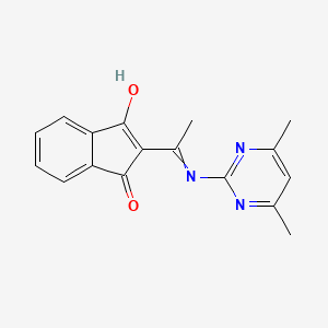molecular formula C17H15N3O2 B2975399 2-(((4,6-Dimethylpyrimidin-2-YL)amino)ethylidene)indane-1,3-dione CAS No. 1022583-12-5