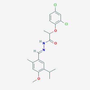 molecular formula C21H24Cl2N2O3 B297540 2-(2,4-dichlorophenoxy)-N'-{(E)-[4-methoxy-2-methyl-5-(propan-2-yl)phenyl]methylidene}propanehydrazide 