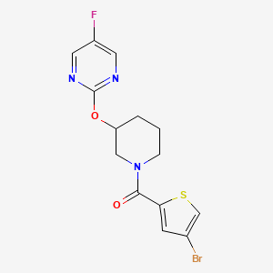 molecular formula C14H13BrFN3O2S B2975402 (4-Bromothiophen-2-yl)(3-((5-fluoropyrimidin-2-yl)oxy)piperidin-1-yl)methanone CAS No. 2034275-30-2
