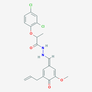 2-(2,4-dichlorophenoxy)-N'-[(E)-(3-methoxy-4-oxo-5-prop-2-enylcyclohexa-2,5-dien-1-ylidene)methyl]propanehydrazide
