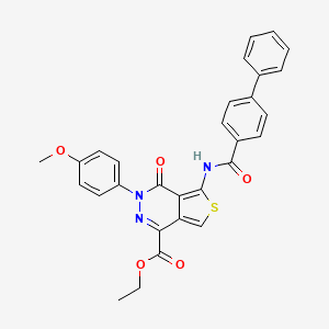 molecular formula C29H23N3O5S B2975411 Ethyl 3-(4-methoxyphenyl)-4-oxo-5-[(4-phenylbenzoyl)amino]thieno[3,4-d]pyridazine-1-carboxylate CAS No. 851952-24-4