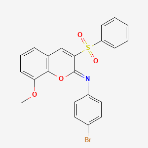 molecular formula C22H16BrNO4S B2975418 (Z)-4-溴-N-(8-甲氧基-3-(苯磺酰基)-2H-色烯-2-亚基)苯胺 CAS No. 902557-55-5