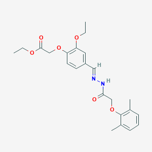 ethyl {4-[(E)-{2-[(2,6-dimethylphenoxy)acetyl]hydrazinylidene}methyl]-2-ethoxyphenoxy}acetate