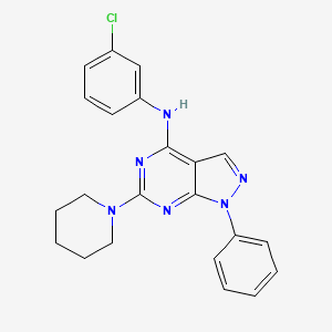 molecular formula C22H21ClN6 B2975441 N-(3-chlorophenyl)-1-phenyl-6-(piperidin-1-yl)-1H-pyrazolo[3,4-d]pyrimidin-4-amine CAS No. 955305-63-2