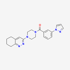 molecular formula C22H24N6O B2975443 (3-(1H-pyrazol-1-yl)phenyl)(4-(5,6,7,8-tetrahydrocinnolin-3-yl)piperazin-1-yl)methanone CAS No. 2034370-78-8